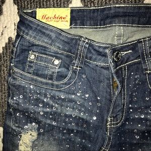 ❌SOLD❌ Girls Machine rhinestone distressed skinny jeans 7